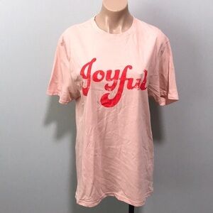 Joyful Graphic District Short Sleeve T-shirt Christmas Pink Red Medium Holiday